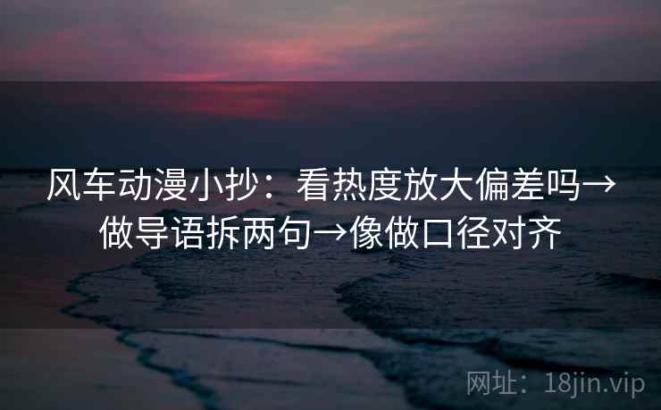风车动漫小抄:看热度放大偏差吗→做导语拆两句→像做口径对齐