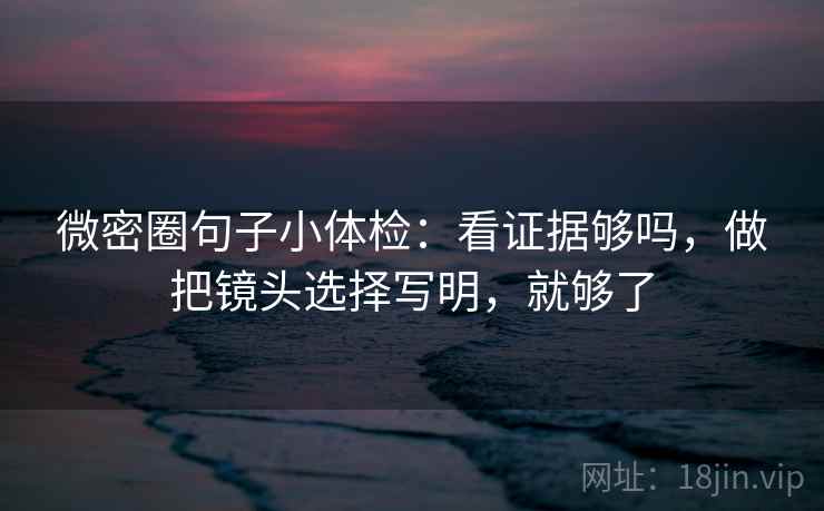 微密圈句子小体检:看证据够吗,做把镜头选择写明,就够了