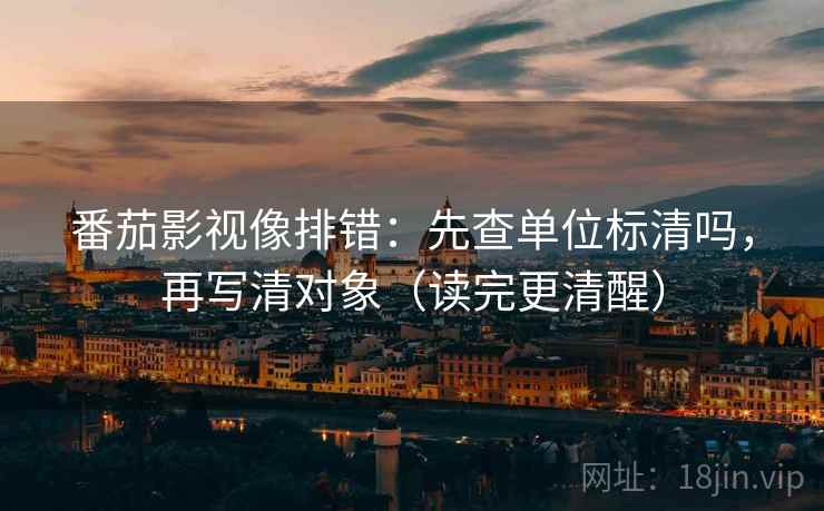 番茄影视像排错:先查单位标清吗,再写清对象(读完更清醒) 第2张 番茄影视像排错:先查单位标清吗,再写清对象(读完更清醒) 第2张